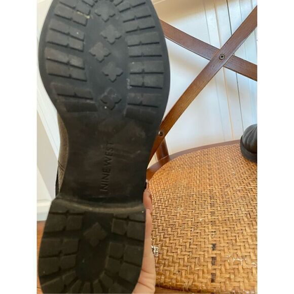 Nine West Hanzil pebbled black leather combat moto boots size 6 - Picture 6 of 8